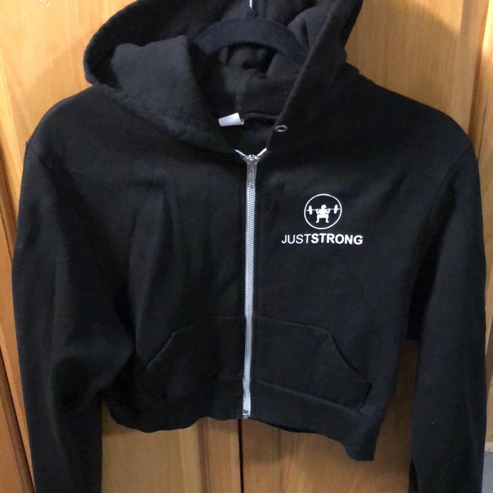 Just Strong Cropped Hoodie with Zipper